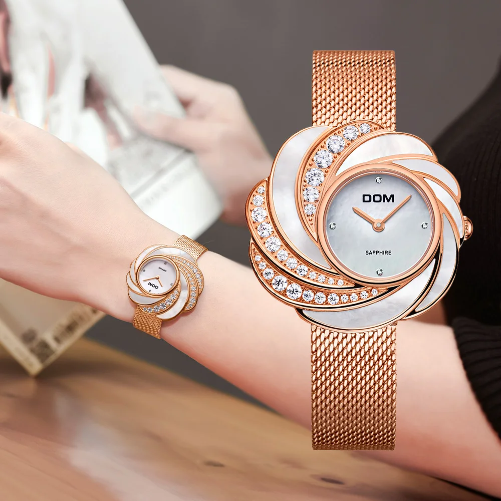 DOM Brand Luxury Women Quartz Watches Fashion Women Dress Wristwatch Ladies Luxury Quartz Watch Leather Strap Watch G-655