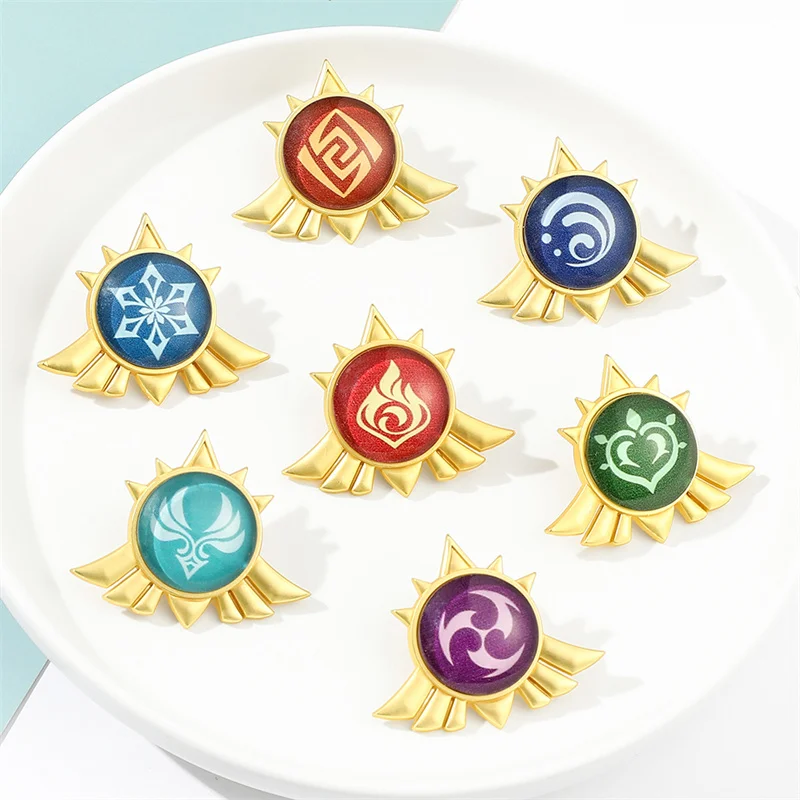 Глаза Бога Genshin Impact Значки для косплея Аниме Костюмы Каваий аксессуары булавки