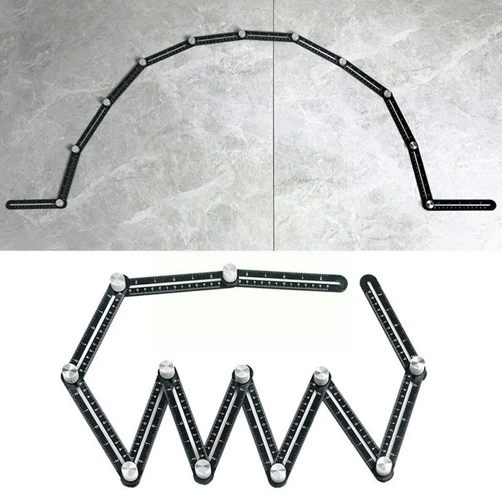 

12-Side Rulers Tile Opening Locator Paving Floor Tiles Multi Perforation Rule Universal Tools Measuring Angle Folding P6K8