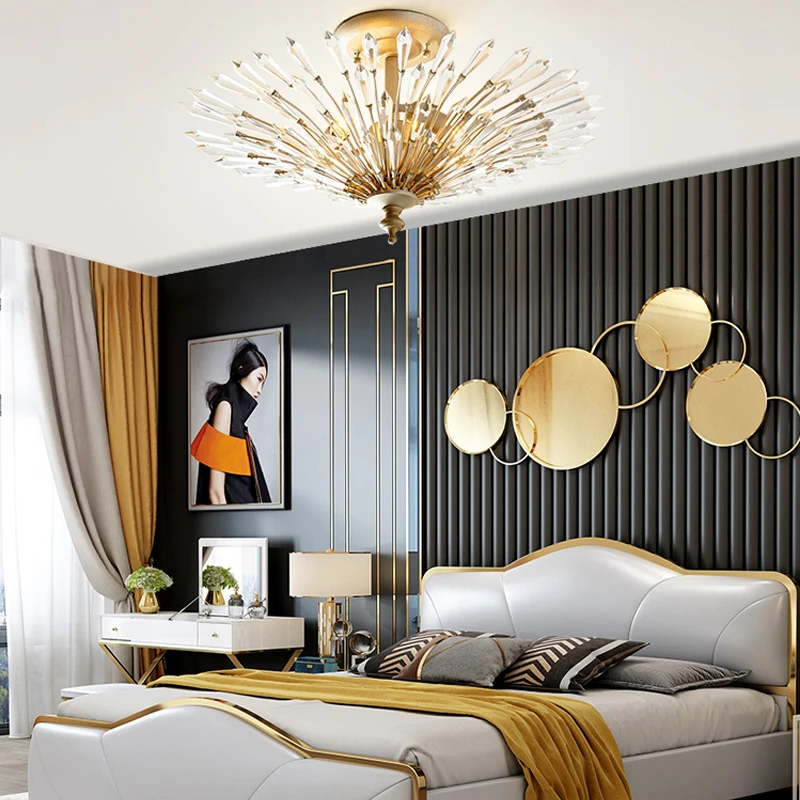 

Branch chandelier personality living room crystal lamp American retro bedroom lamp creative cloakroom study lamp copper lamp
