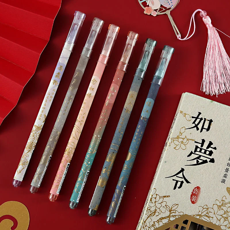 

Full Needle Tube Gel Pen National Wind Award 0.5 Ink Pen Office Signature Pen Student Capping Crane Carbon Pen Black pen