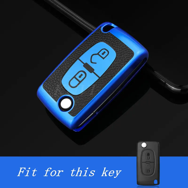 

Leather TPU 2 3 Buttons Car Remote Key Case Protect Cover for Peugeot 107 207 307 307S 308 407 607 for Citroen C2 C3 C4 C5 C6 C8