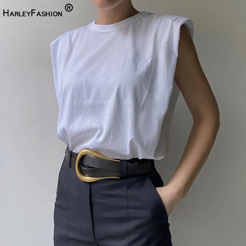 Женская хлопковая футболка без рукавов HarleyFashion потрясающая свободная с