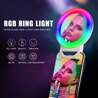 RGB Dimmable LED Ring Fill Light Colorful Led Selfie Ring Lamp With Mirror For Photography Makeup Video Live Vlog