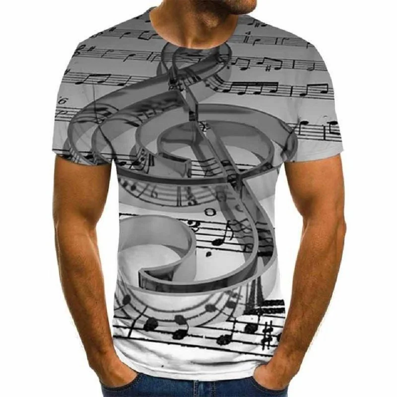 

2021 summer music art musical instrument 3D printing fashion t-shirt unisex hip-hop style t-shirt street casual summer
