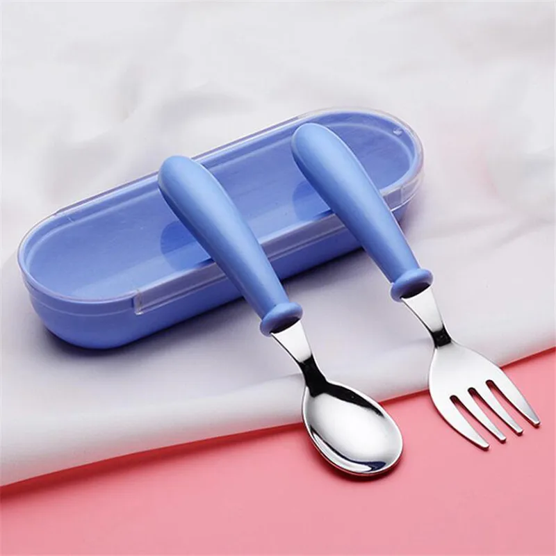 

High Quality Infant Food Dinnerware Toddler Feeding Tableware Baby Stainless Steel Spoon Cartoon Flatware Useful Utensil