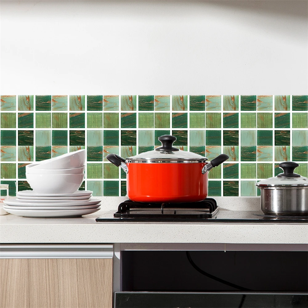 Зеленая Золотая рыбка мозаичная плитка наклейка кухонный маслоустойчивый кухня