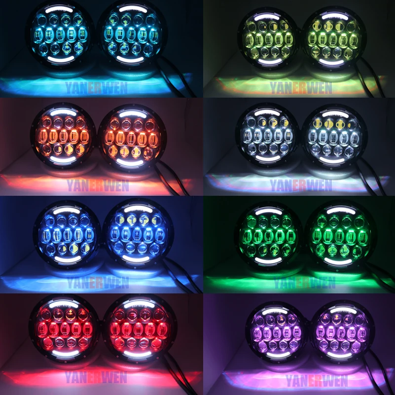 Цветная (RGB) фары 7 дюймов светодиодные высокой ближнего и дальнего света