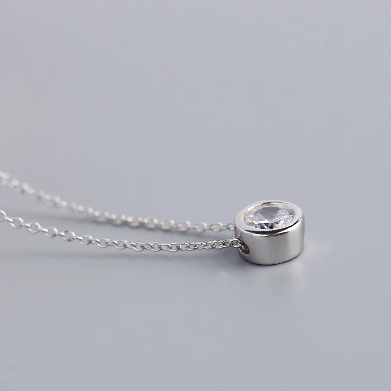 

New Zircon Simple Fashion s925 Sterling Silver Pendant Necklace With Collarbone Chain Jewelry For Ladies Classic