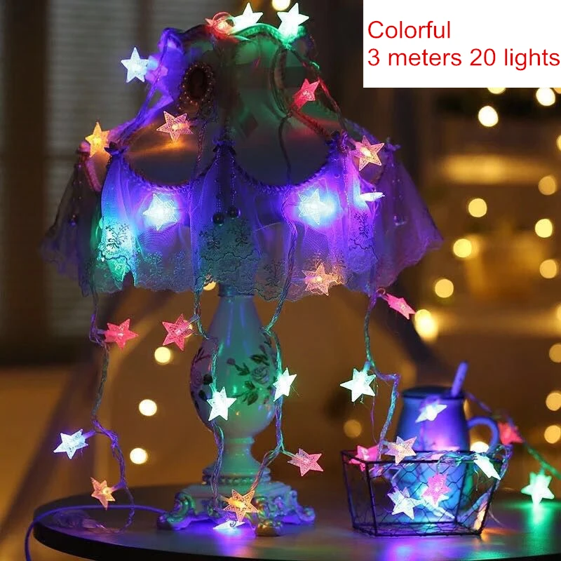 Multi Star 20LED Рождественские украшения 10 20 шаров, марокканский струнный светильник, Рождественский декоративный светильник s, Новогоднее украшение, Рождественский Navidad Noel, L - Цвет: Multi Star 20LED