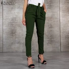 Женские длинные брюки ZANZEA, Элегантные повседневные однотонные брюки с высокой талией и карманами, модель 5XL, 2020