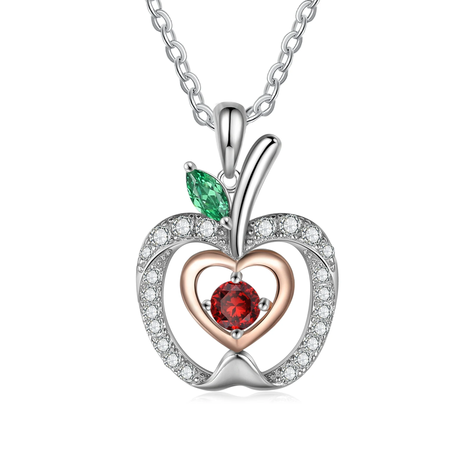 

Fruit Apple Necklaces Pendants Zircon Women's Neck Chain Choker Wedding Fashion Necklaces Jewelry Gift for Women 2021 Girlfriend