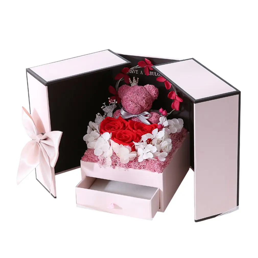 

Подарочная коробка с выдвижным ящиком, подарок на день Святого Валентина, День рождения, Рождество, романтические подарки, мыло, цветок, кор...