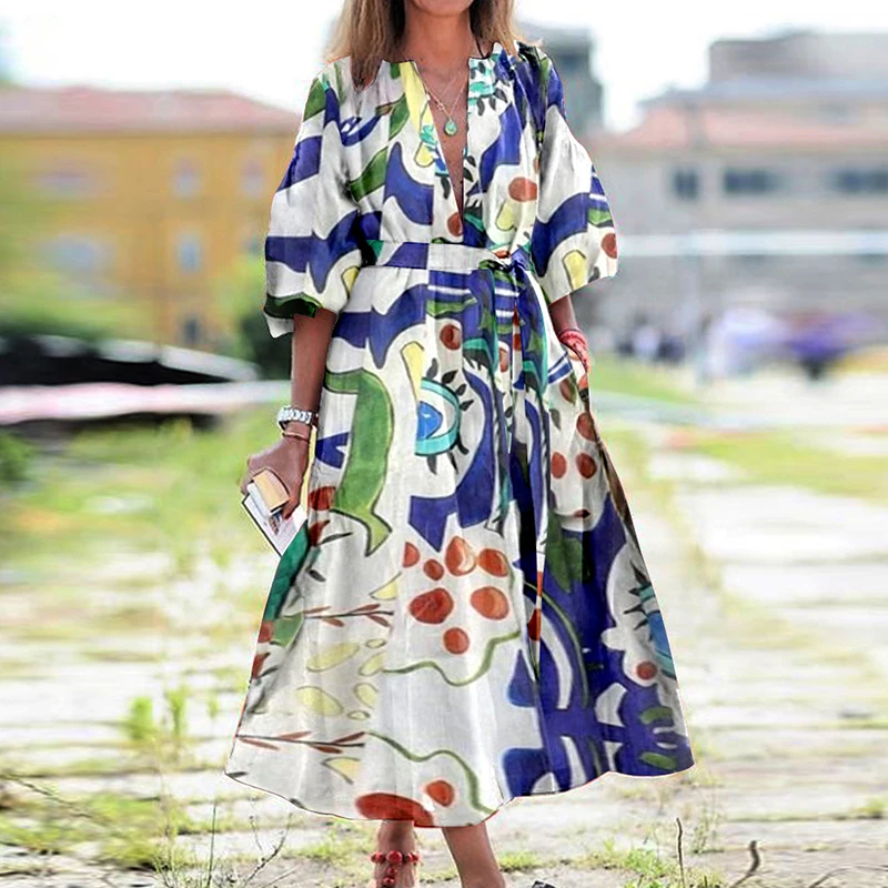 Платье женское длинное с кисточками элегантное пляжное повседневное свободного