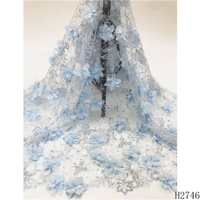 light blue lace YF HZGJMY 3D ручной работы Цветы французская кружевная ткань африканская вышивка тюль сетка кружевная ткань для одежды A2746 - Цвет: light blue lace