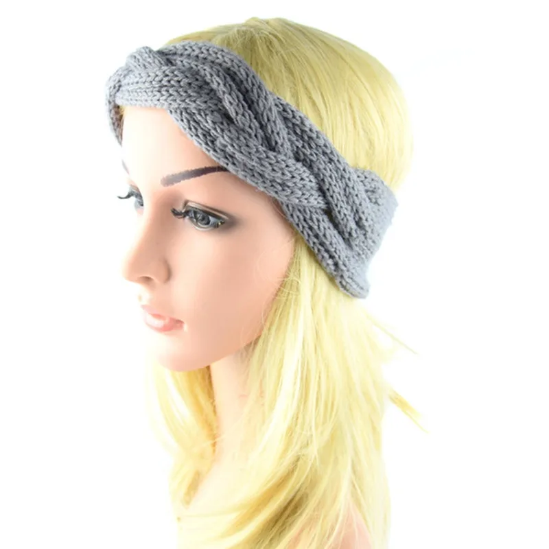Зимняя теплая вязаная повязка на голову тюрбан для женщин вязаный крючком бант