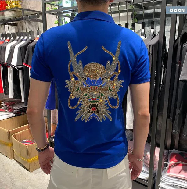 brand quality cotton polo shirt men hot drill slim fit short sleeve polos men fashion diamond stone mens polo free global shipping