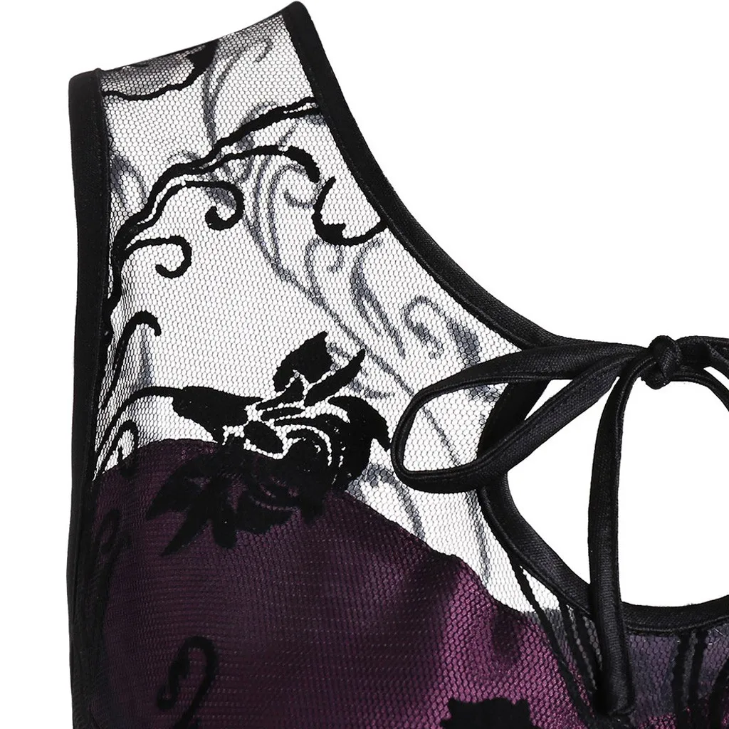 Женское винтажное платье без рукавов на Хэллоуин сексуальное кружевное