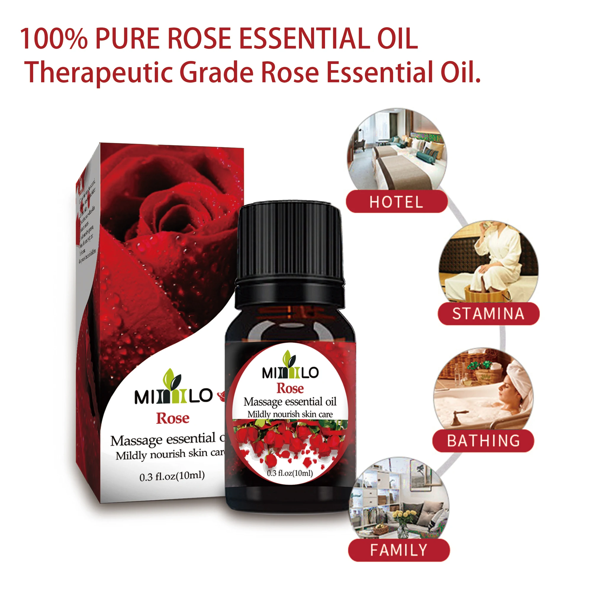 100% чистое натуральное эфирное масло розы помогает стимуляции менструации