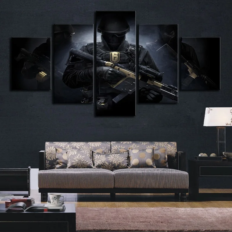 5 шт. Тома Клэнси Радуга шесть осада видео игры из плотной ткани с принтом стены