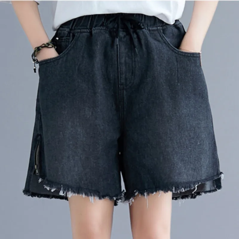 Женские джинсовые шорты с эластичной резинкой на талии больших размеров 3XL 4XL 5XL