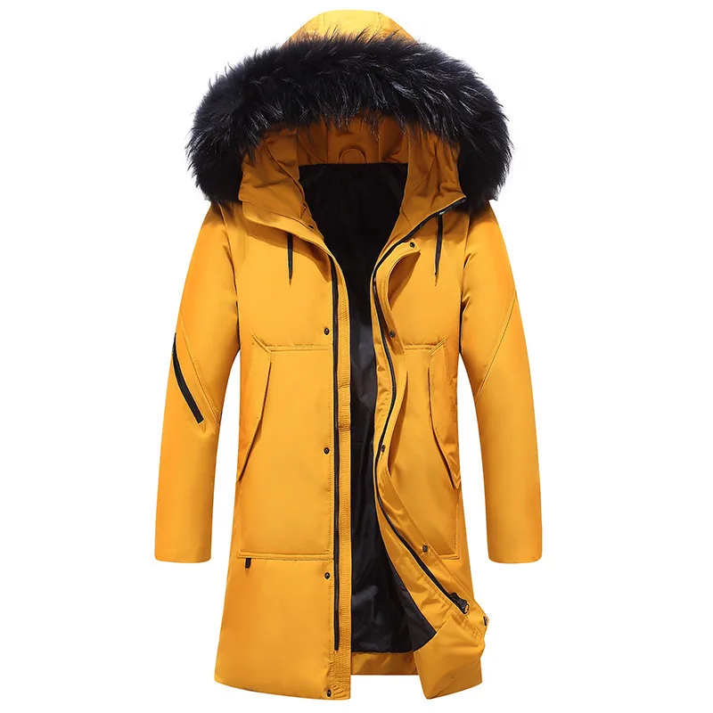 2021 Youth New Winter Men's Down Jacket Stylish Male Hooded Long Coats Thick Warm Men Clothing Brand Windproof Warm Parka New