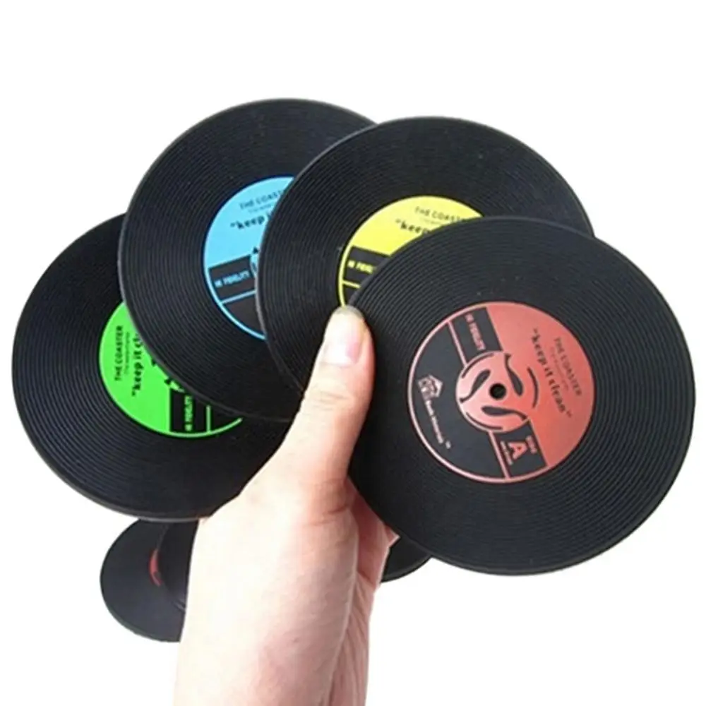 

1PC Vinyl Record Table Mats Drink Coaster Table Placemats Creative Coffee Mug Cup Coasters Heat-resistant Nonslip Pads 2021 New