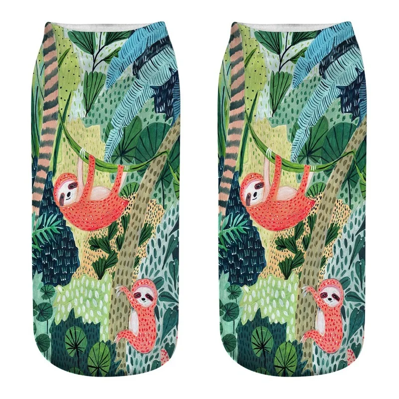 Носки женские с принтом повседневные хлопковые короткие осенние цветные модные