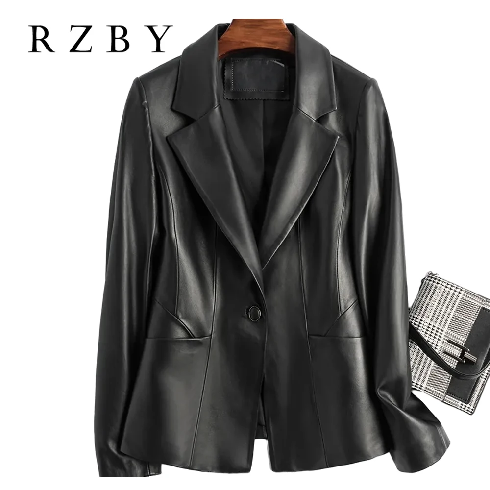 Женская Офисная куртка из натуральной кожи Элегантная 100% овечьей шкуры замши