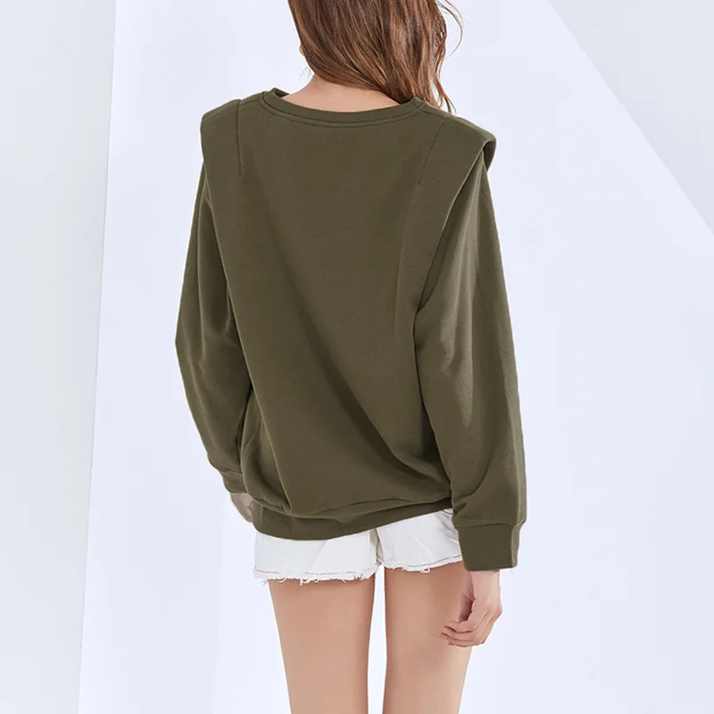 

MSXU Personalized profile sweatshirt 2020 Autumn New Fashion Casual Round Neck Embroidery Loose Top Sweatshirt Women