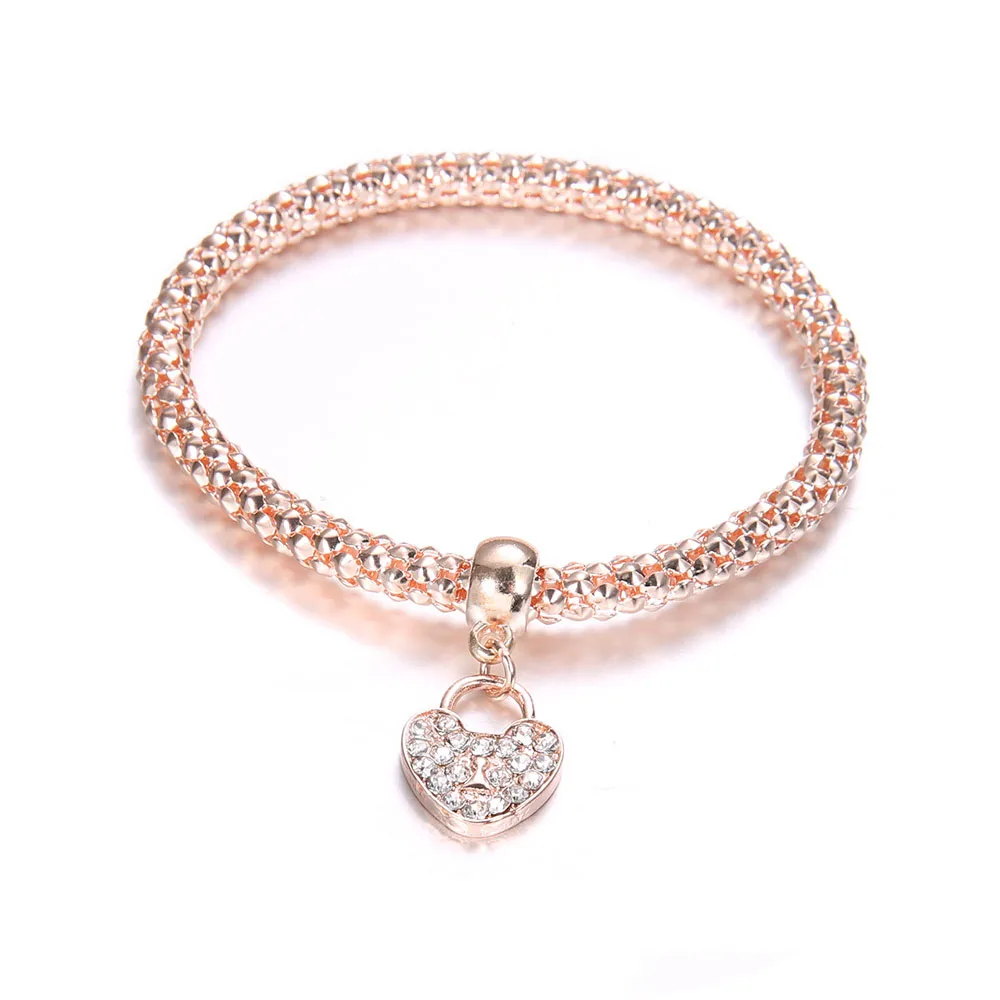 

Liwere Fashion Gold Crystal Bangle Bracelet Women Zircon Love Pendant Bracelet For Women Bracelet 2021 New Jewelry