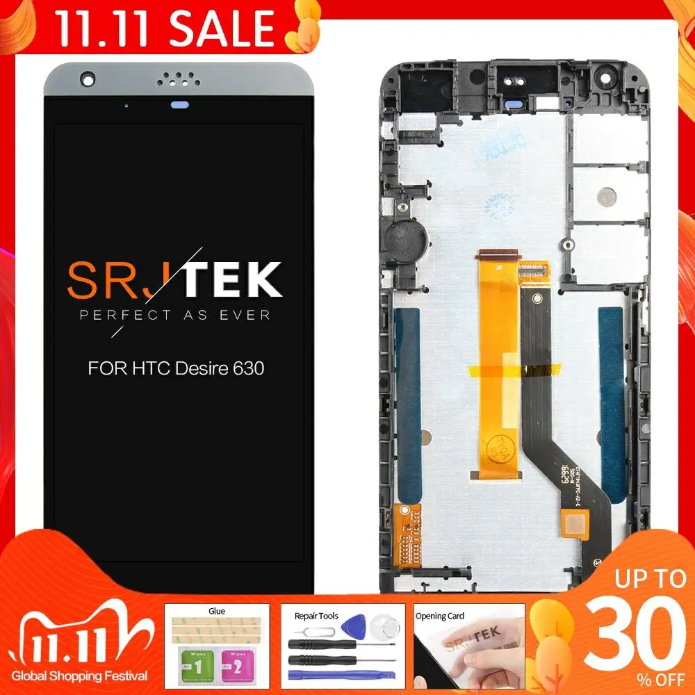 

Srjtek 5.0 inch 1920*1080 For HTC Desire 630 LCD D630 Display Touch Digitizer Sensor Glass with Frame Assembly D630 LCD Screen