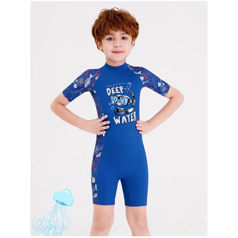 Kids One-piece Swim Siamese Short Sleeves Warm Swimsuit Neoprene Diving Suit Wetsuit Children For Boys Girls  Спорт и
