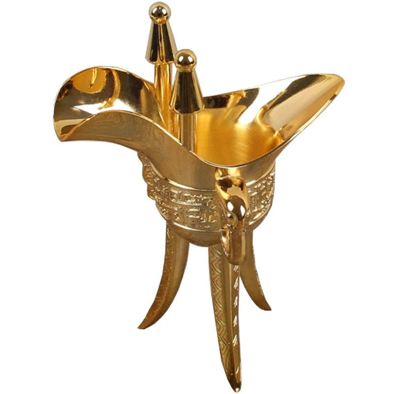 

Chinese style retro noble Boutiques Copper wine glass small winecup goblet Pure copper Household tribute cup Triangle cup