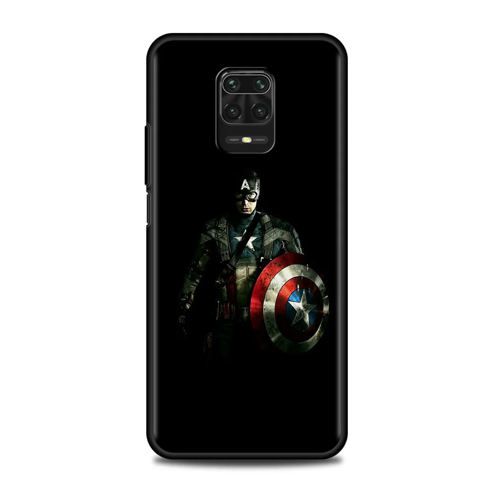 Phone Case For Xiaomi Redmi Note 9s 9 8 Pro 10 Pro 7 8t 10 note 9 4G 10 5G Black Silicone Fundas capitan america Avengers Marvel