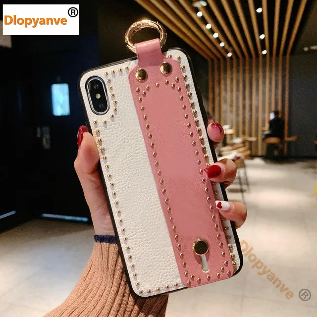 Pink Модный портативный кожаный чехол для телефона для IPhone 11, 11Pro, X, XR, Max, 6, 6 S, 7, 8 Plus, чехол на запястье, защитный чехол для девочек, подарок - Цвет: Pink