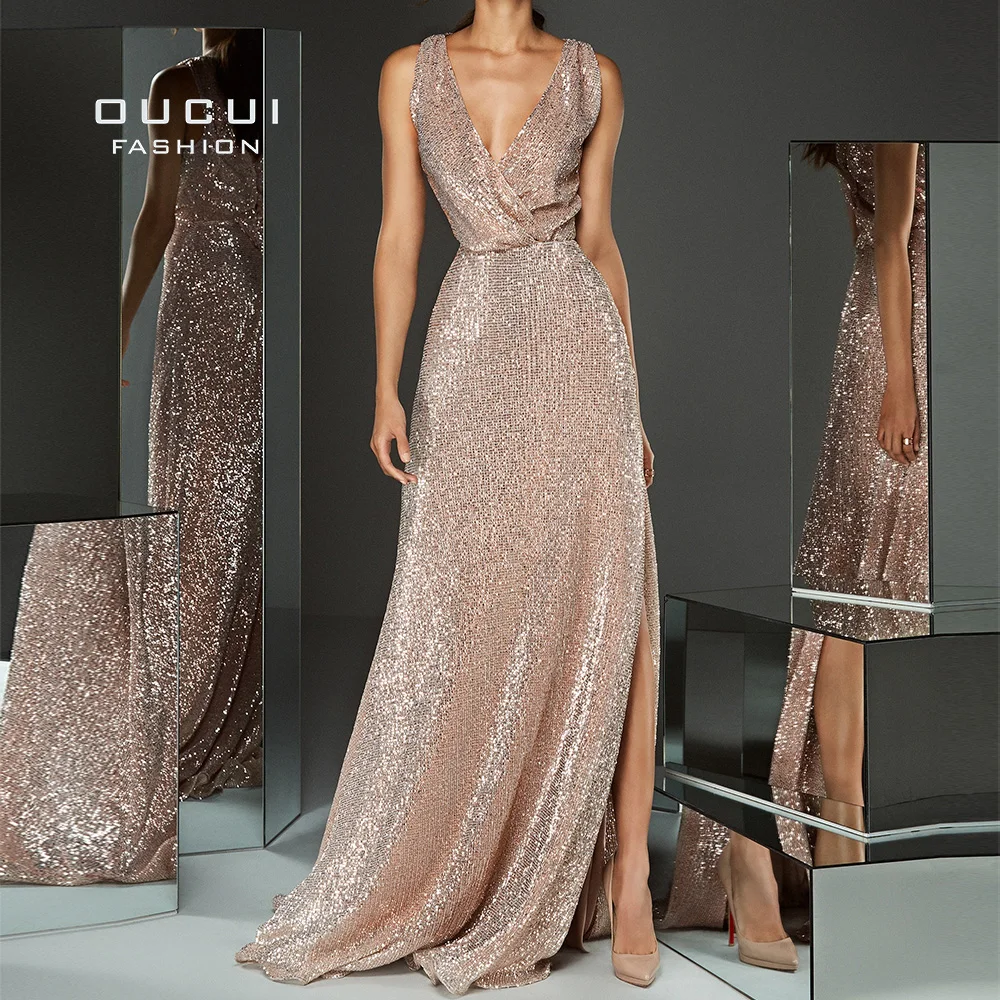 Платье трапециевидной формы с глубоким вырезом официальное длинное вечернее