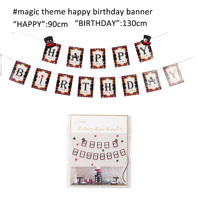 magic birthday banne Волшебные украшения на день рождения Детские фотостудии реквизит с днем рождения я один высокий стул баннер покер вечерние казино тематическое мероприятие - Цвет: magic birthday banne