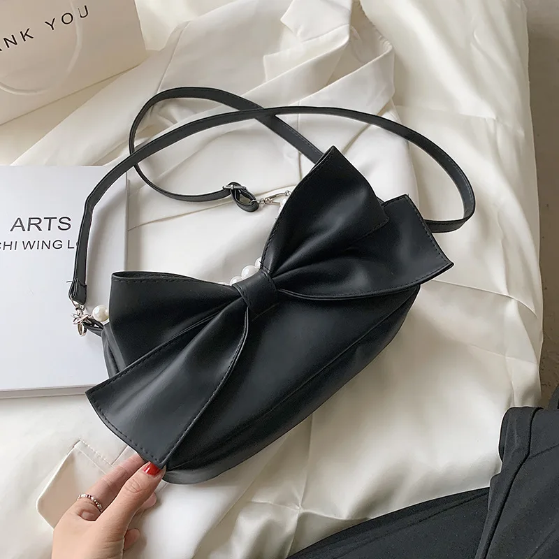 

Маленькая женская сумка с бантом, сумка на плечо высокого качества, новая модная сумка на одно плечо, сумка-мессенджер с жемчужной цепочкой, ...