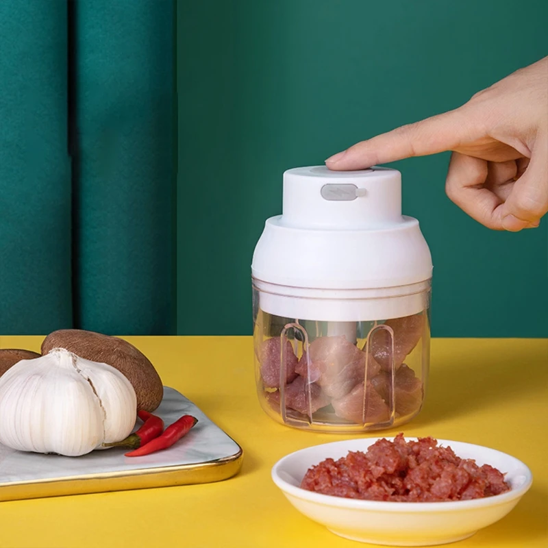 

Electric Garlic Masher Mini USB Charging Crusher Chopper Pepper Chili Vegetable Nuts Meat Grinder Blender stainless steel blade