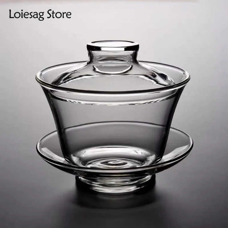 

Утолщенная стеклянная чаша Loiesag с крышкой, высокотемпературный устойчивый чайник, Офисная чашка, большая ручная чашка, кунг-фу, чайная чашка...