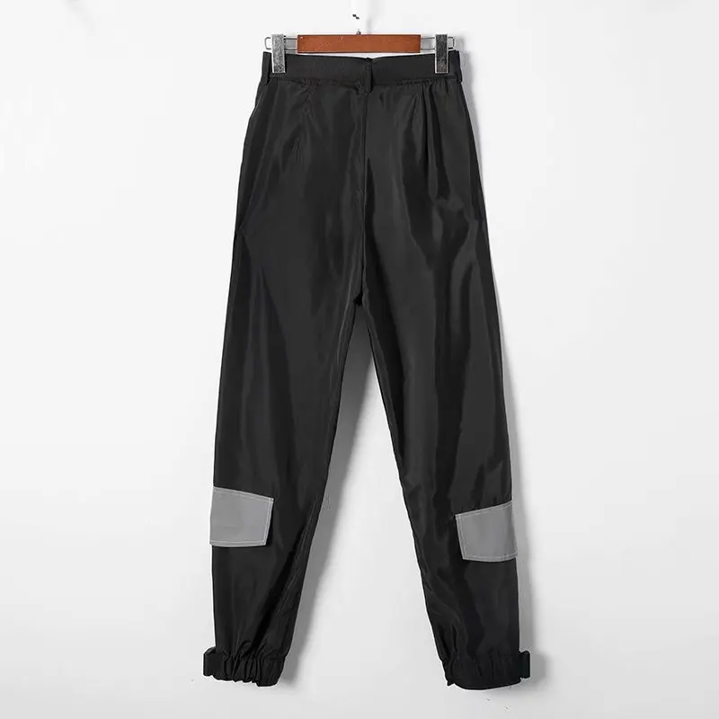 Женские повседневные спортивные штаны со светоотражающими вставками, брюки-карго для женщин в стиле хип-хоп, уличная одежда, мешковатые джоггеры, брюки, Pantalon Femme
