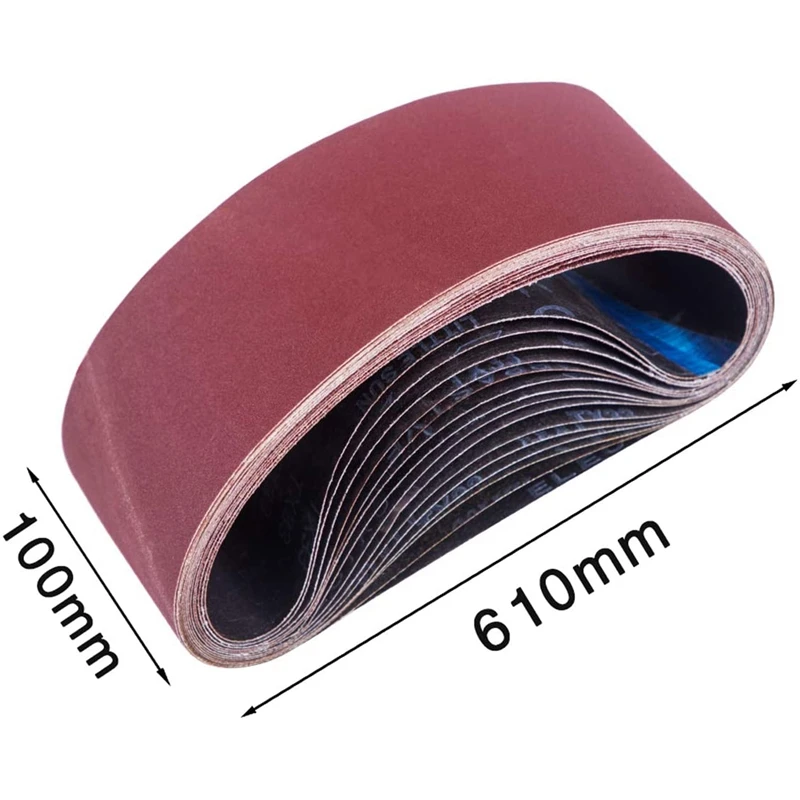 

15 Pieces Of Sanding Belts, 100X610Mm, 80/120/150/240/400 for Belt Sander Grinding Machine, for Grinding, Filing