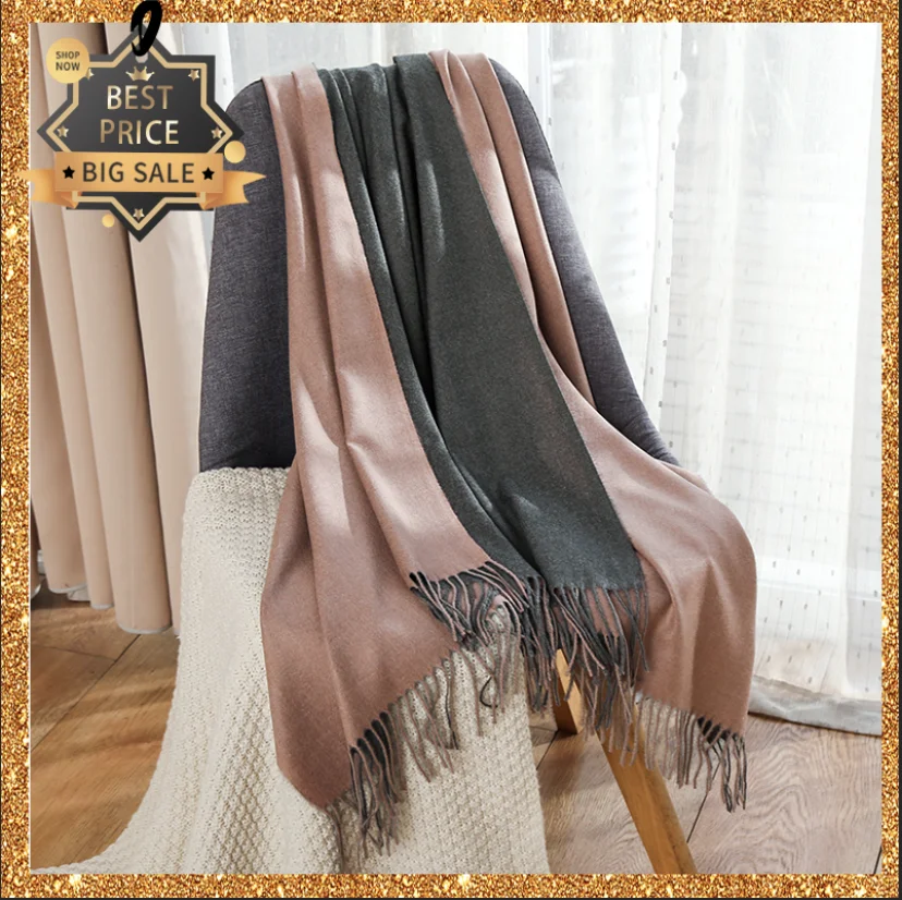 

Зима и осень теплый шарф двусторонний цвет Женская Толстая Шаль женские шарфы Модные кисточки пашмины качество платки