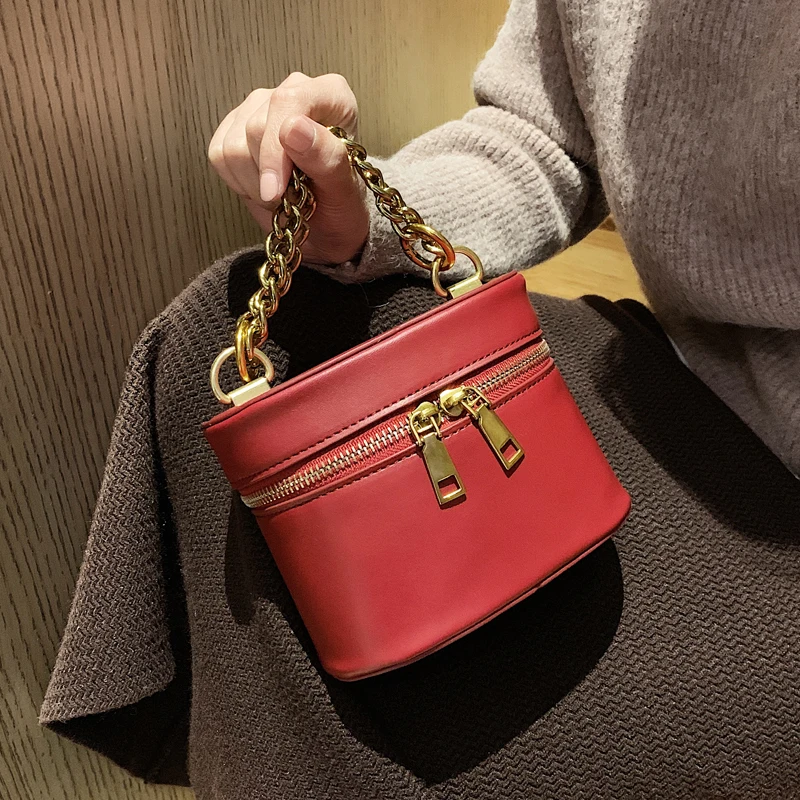 Женская сумка ведро с цепочкой элегантная дизайнерская из искусственной кожи в