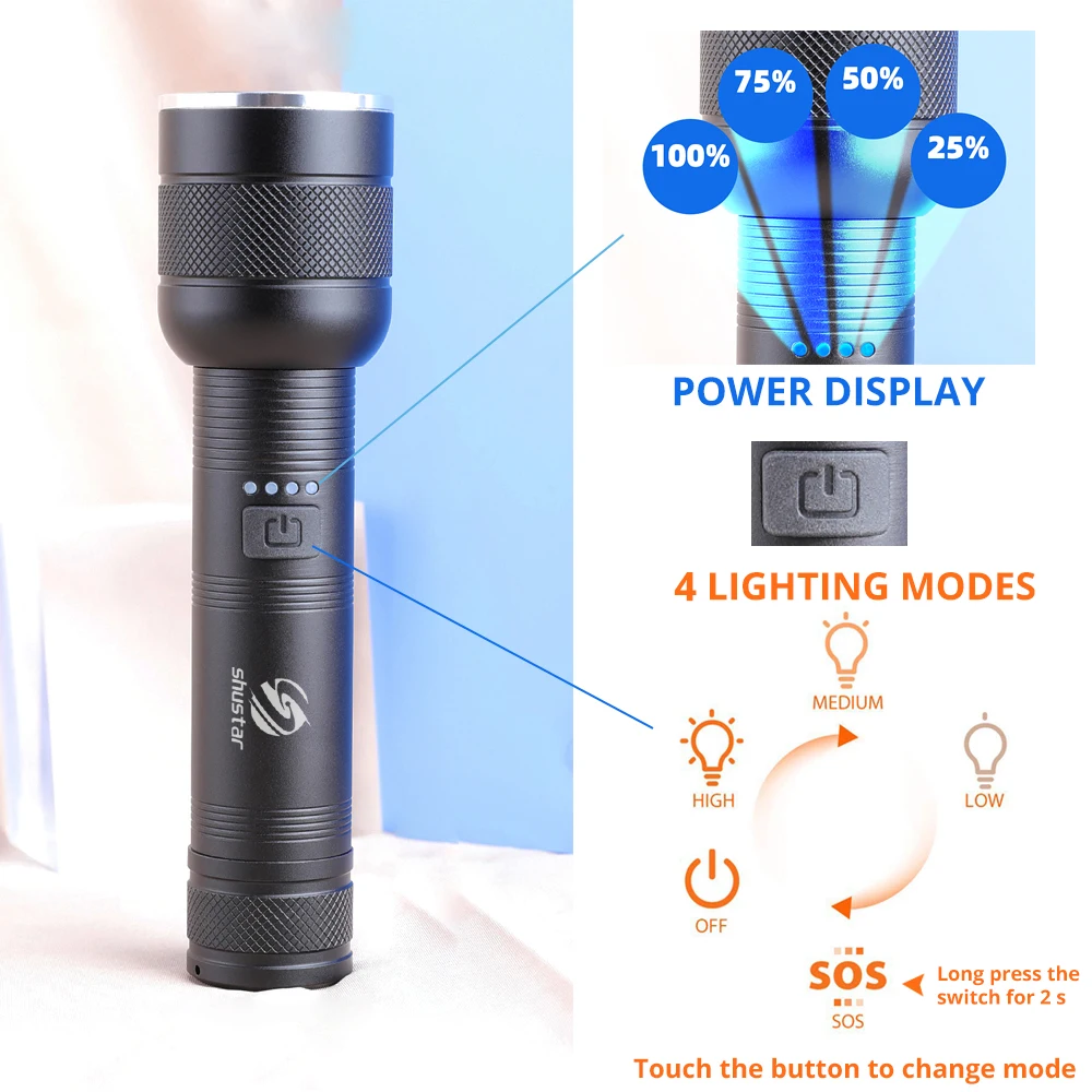 Супер яркий светодиодный фонарик с 4-ядерными лампами P50 водонепроницаемый