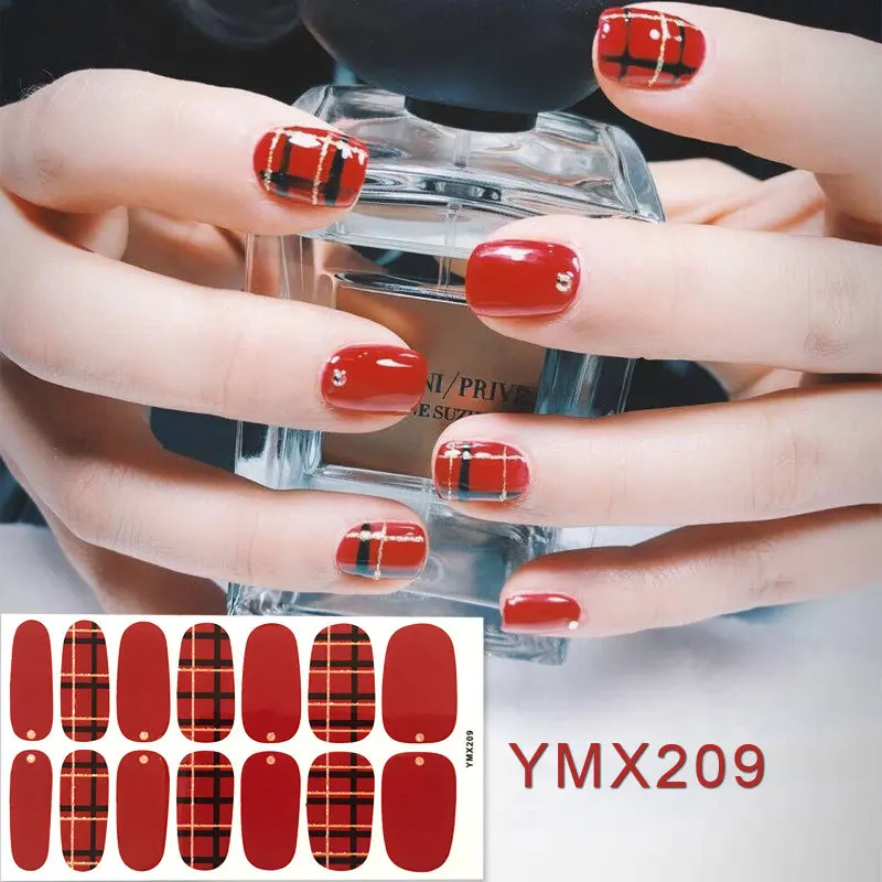YMX209 14 подсказок/лист для маникюра ногтей стикер s полное покрытие наклейки Обертывания украшения «сделай сам» Маникюр слайдер винил для ногтей клей наклейки для ногтей Nail Sticker - Цвет: YMX209