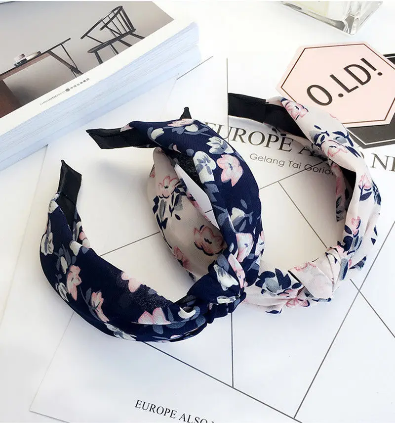 Twist Hairband 2019 Women Fashion Headband Bow Knot Cross Tie Headwrap Hair Band Hoop Black Red Green Gray |