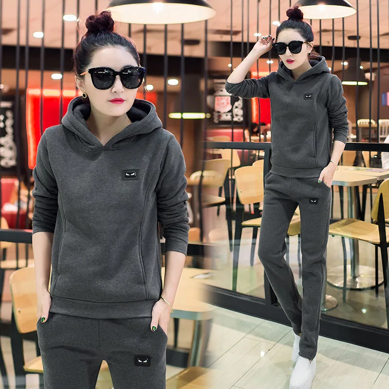 

Big discount Spring and autumn new Fashion women suit women's tracksuits casual set with a hood fleece sweatshirt two pieces set