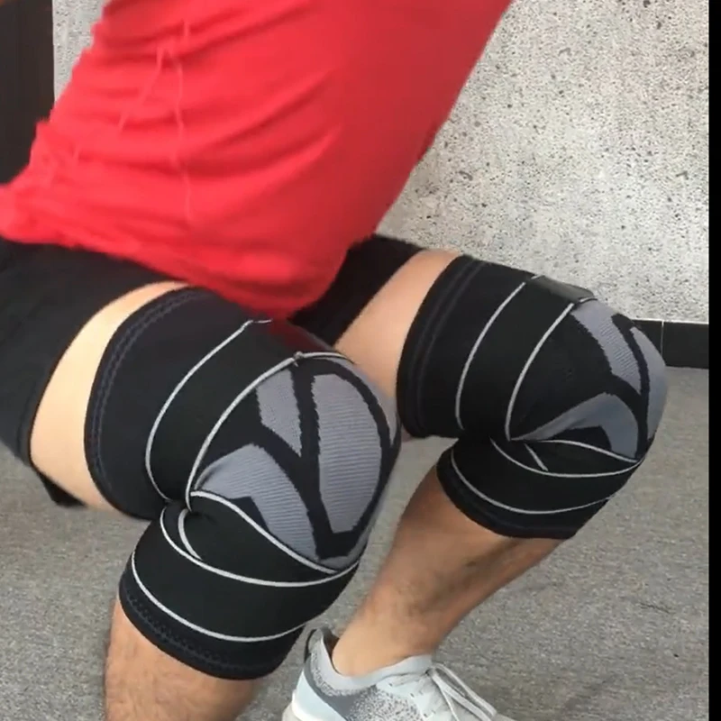 

1 Pair Sports Kneepad Men Pressurized Elastic Knee Pads Support Gym Fitness Gear Basketball Volleyball Brace Running Protector